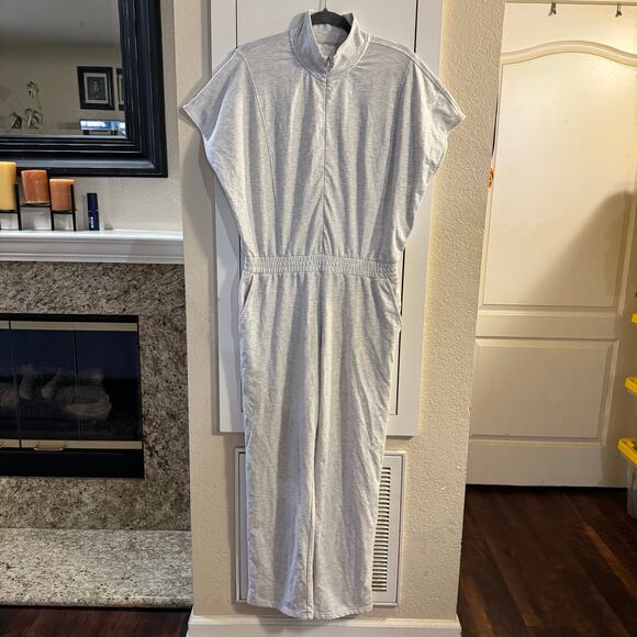 Anthropologie SUNDAYS Derby Jumpsuit 1/4 Zip Light Heather Grey Size Large - Picture 8 of 14